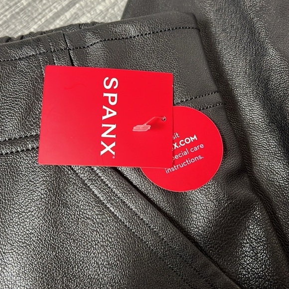 SPANX Black Faux Leather Joggers - Picture 2 of 4